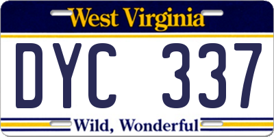 WV license plate DYC337