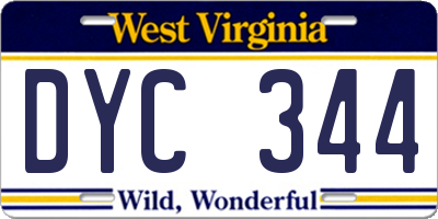 WV license plate DYC344