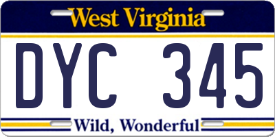 WV license plate DYC345