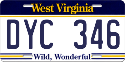 WV license plate DYC346