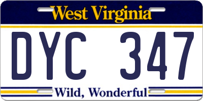 WV license plate DYC347