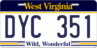 WV license plate DYC351