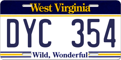 WV license plate DYC354