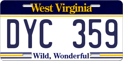 WV license plate DYC359