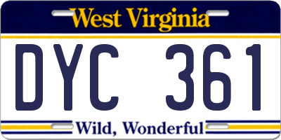 WV license plate DYC361