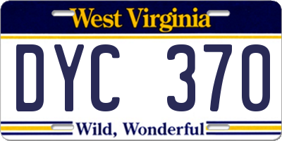 WV license plate DYC370