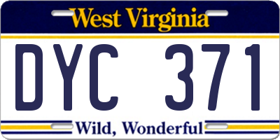 WV license plate DYC371