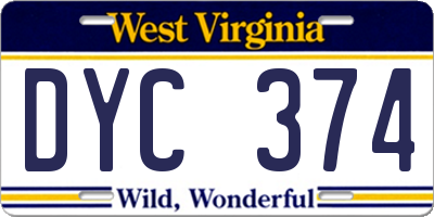 WV license plate DYC374
