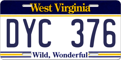 WV license plate DYC376