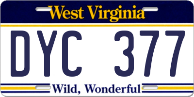 WV license plate DYC377