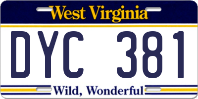 WV license plate DYC381