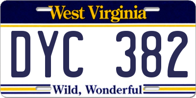 WV license plate DYC382