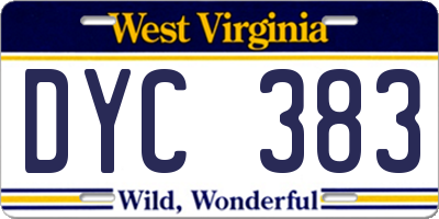WV license plate DYC383