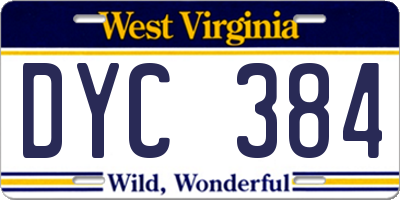 WV license plate DYC384