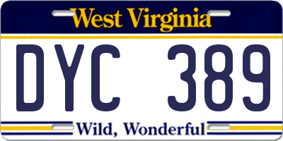 WV license plate DYC389