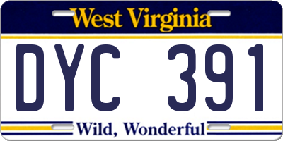 WV license plate DYC391
