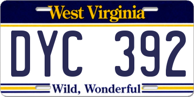 WV license plate DYC392