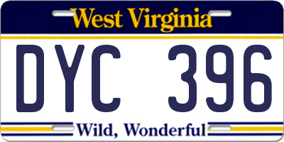 WV license plate DYC396