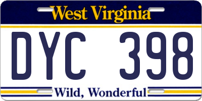 WV license plate DYC398