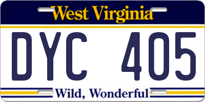 WV license plate DYC405
