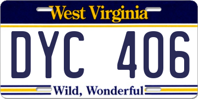 WV license plate DYC406