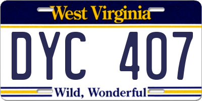 WV license plate DYC407