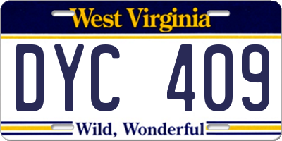 WV license plate DYC409