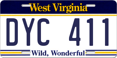 WV license plate DYC411