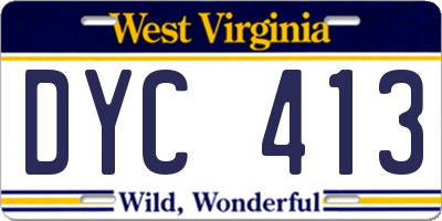 WV license plate DYC413