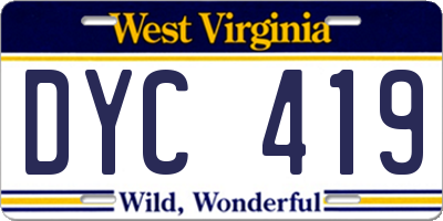 WV license plate DYC419