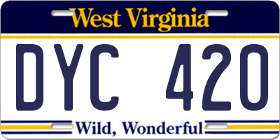 WV license plate DYC420