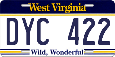 WV license plate DYC422