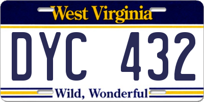 WV license plate DYC432
