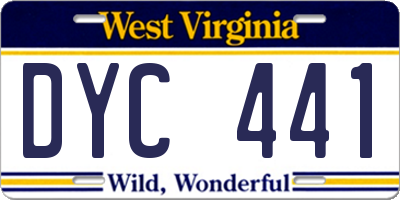 WV license plate DYC441