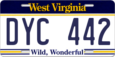 WV license plate DYC442