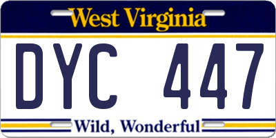 WV license plate DYC447