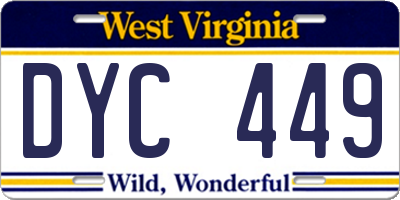 WV license plate DYC449