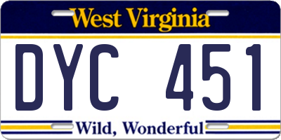 WV license plate DYC451