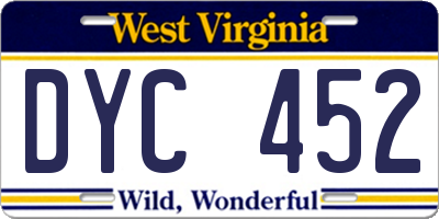 WV license plate DYC452