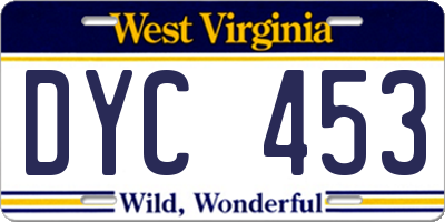 WV license plate DYC453