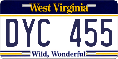 WV license plate DYC455