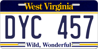 WV license plate DYC457