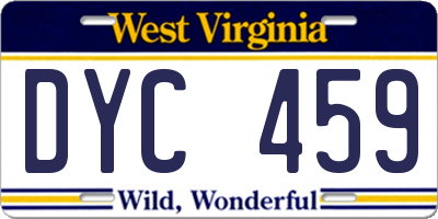 WV license plate DYC459