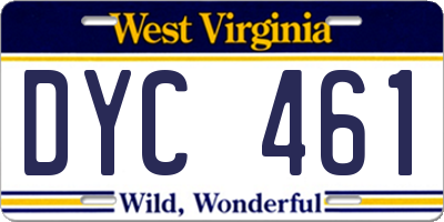 WV license plate DYC461