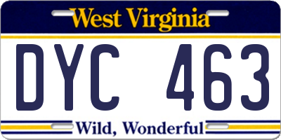 WV license plate DYC463