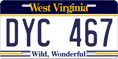 WV license plate DYC467