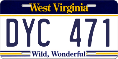 WV license plate DYC471