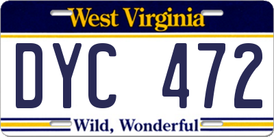 WV license plate DYC472