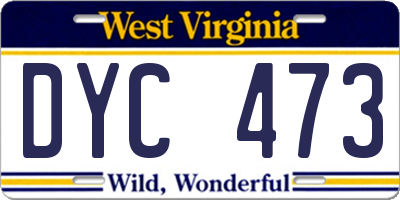 WV license plate DYC473