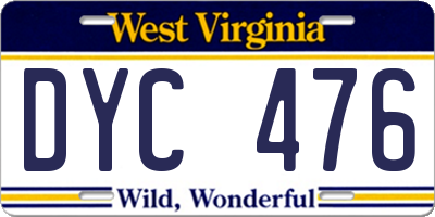 WV license plate DYC476